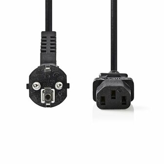 Nedis CEGP10000BK20 | 2 m Stroomkabel | Type F (CEE 7/7) Haaks naar IEC-320-C13 | Zwart | 10A | PVC