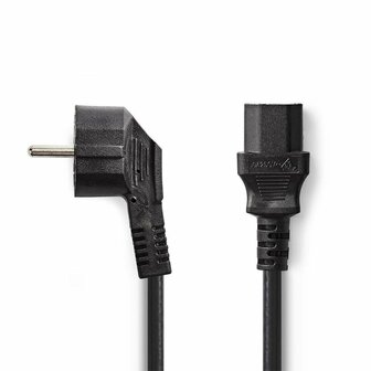 Nedis CEGP10000BK20 | 2 m Stroomkabel | Type F (CEE 7/7) Haaks naar IEC-320-C13 | Zwart | 10A | PVC
