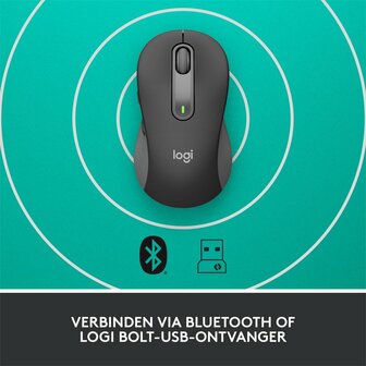 Logitech Signature M650 Large | Draadloze Muis | RF-Draadloos + Bluetooth | 2000 DPI | Grafiet