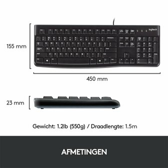 Logitech K120 toetsenbord USB QWERTY Internationaal Noordzee Zwart