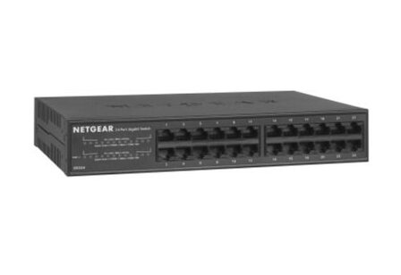 NETGEAR GS324 | 24-Poorts Unmanaged Gigabit Switch | Ventilatorloos | Rackmount | Zwart