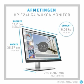 HP E24i G4 24&#039;&#039; | 1920x1200 WUXGA IPS | 60Hz | 5ms | 99% sRGB | USB-Hub | Ergonomisch Verstelbaar | Monitor