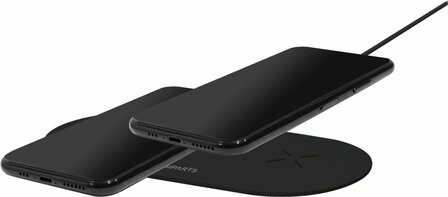 Mobiparts Dual Fast Wireless Charging Pad | Draadloze Oplader 10W Qi | Zwart