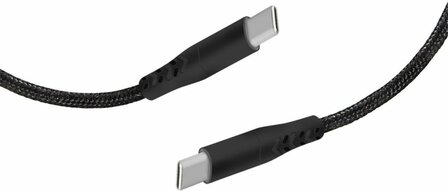 Mobiparts | USB-C naar USB-C Gevlochten Kabel | 2A | 1m | Zwart