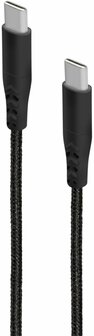 Mobiparts | USB-C naar USB-C Gevlochten Kabel | 2A | 1m | Zwart