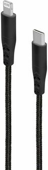 Mobiparts Rugged kabel | USB-C naar Lightning | 1 m | Zwart | MP-113062