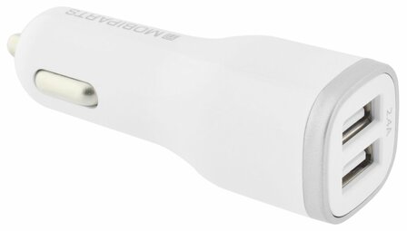 Mobiparts Car Charger | Dual USB-A Autolader 12W / 2.4A | Wit