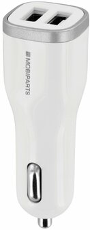 Mobiparts Car Charger | Dual USB-A Autolader 24W / 4.8A | Wit