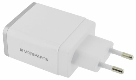 Mobiparts Wall Charger | Dual USB-A Oplader 12W / 2.4A | Wit