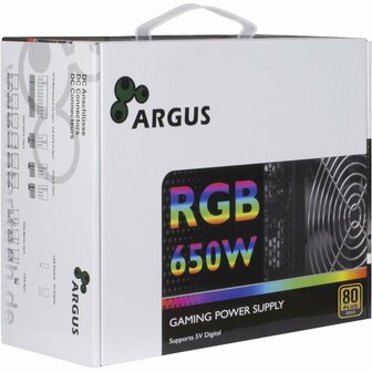 Inter-Tech Argus RGB-650W CM II | 650 Watt Gold ATX PSU | Deels Modulair | Power Supply | Voeding