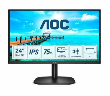AOC 24B2XH/EU 23.8&quot; | 1920x1080 IPS | 75Hz | Ingebouwde Speakers | VESA-montage | Slank Design | Monitor