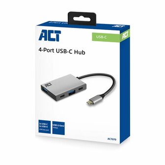 ACT AC7070 | USB-C Hub 4 Port | 2x USB-C &amp; 2x USB-A | SuperSpeed 10 Gbit/s