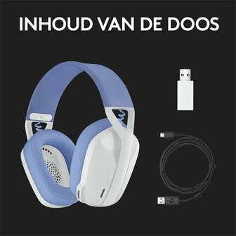Logitech G G435 | Draadlooze Over-ear Gaming Headset | Bluetooth &amp; USB-A Receiver | Wit/Lilac