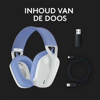 Logitech G G435 | Draadlooze Over-ear Gaming Headset | Bluetooth &amp; USB-A Receiver | Wit/Lilac