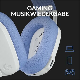 Logitech G G435 | Draadlooze Over-ear Gaming Headset | Bluetooth &amp; USB-A Receiver | Wit/Lilac
