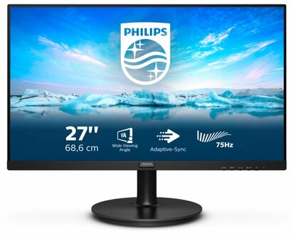 Philips 272V8LA/00 27&quot; | 1920x1080 VA | 75Hz | 250cd/m&sup2; | 3000:1 Contrast | 178&deg; Kijkhoek | Monitor