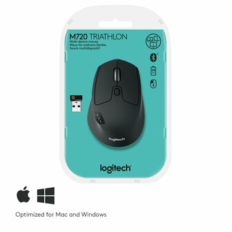 Logitech M720 Triathlon | Draadloze Muis | RF-Draadloos + Bluetooth | 1000 DPI | Zwart