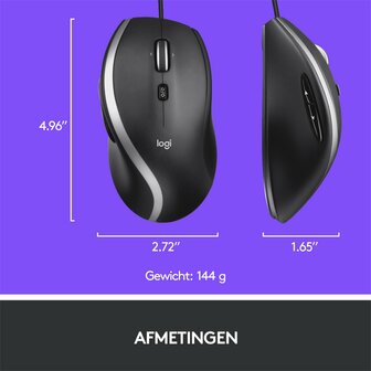 Logitech M500s Advanced | Bedrade Muis | USB-A | 4000 DPI | Zwart/Zilver
