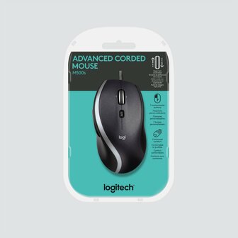 Logitech M500s Advanced | Bedrade Muis | USB-A | 4000 DPI | Zwart/Zilver