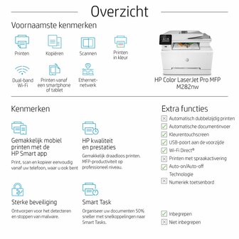 HP Color LaserJet Pro M282nw Laserprinter | 600 x 600 DPI | Wifi | Kleur