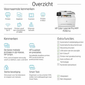 HP Color LaserJet Pro M282nw Laserprinter | 600 x 600 DPI | Wifi | Kleur