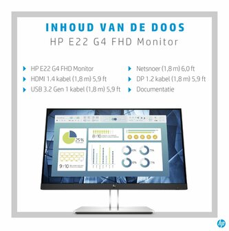 HP E-Series E22 G4 54,6 cm (21.5&quot;) 1920 x 1080 Pixels Full HD LCD Zwart, Zilver