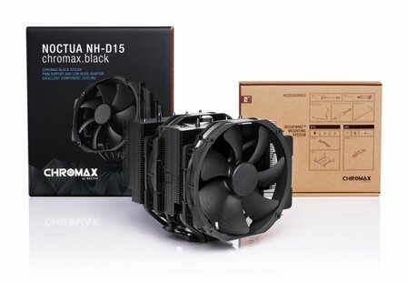 Noctua NH-D15 chromax.black | 250W TDP | 165mm Hoogte | 140mm Fans | CPU Luchtkoeler