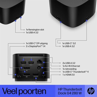 HP G2 Docking Station | Thunderbolt 280W | Zwart