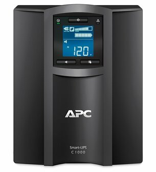 APC Smart-UPS SMC1000IC | 1000 VA / 600 W | Tower UPS | 8x IEC C13 Stopcontacten | Pure Sine Wave | AVR Spanningsregeling | LCD-scherm | SmartConnect