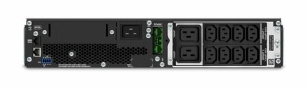 APC Smart-UPS SRT3000RMXLI | 3000 VA / 2700 W | 2U Rackmount | 8x IEC C13 &amp; 2x IEC C19 Stopcontacten | Dubbele Conversie Online | Zuivere Sinusgolf | AVR Spanningsregeling | LCD-scherm | Uitbreidbare Runtime