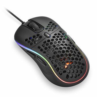 Sharkoon Light&sup2; S | Bekabelde Gaming Muis | Links- en Rechtshandig | USB-A | 6200 DPI | Zwart
