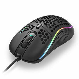 Sharkoon Light&sup2; S | Bekabelde Gaming Muis | Links- en Rechtshandig | USB-A | 6200 DPI | Zwart