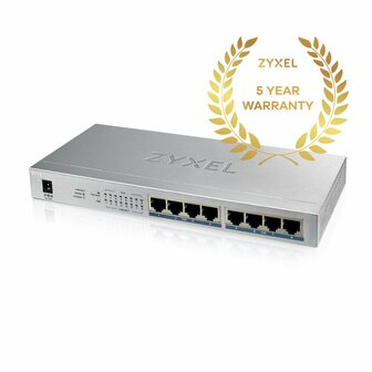 Zyxel GS1008HP Unmanaged Gigabit Ethernet (10/100/1000) Power over Ethernet (PoE) Grijs