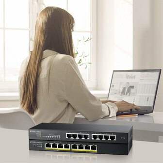 Zyxel GS1915-8EP Managed L2 Gigabit Ethernet (10/100/1000) Power over Ethernet (PoE) Zwart