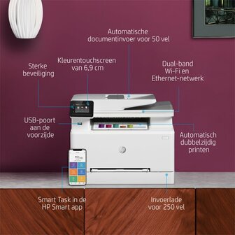 HP Color LaserJet Pro MFP M283fdw, Printen, kopi&euml;ren, scannen, faxen, Printen via USB-poort aan voorzijde; Scannen naar e-mail; Dubbelzijdig printen; ADF voor 50 vel ongekruld