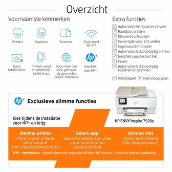 HP Envy Inspire 7920e AiO Inkjetprinter | 4800 x 1200 DPI | Wifi | Kleur