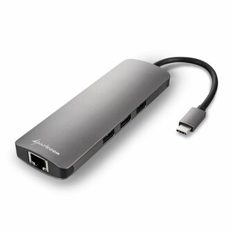 Sharkoon USB 3.0 Type-C Combo Adapter | HDMI + RJ-45 + USB 3.2 Gen 1 (3.1 Gen 1) | Interfacekaart / Adapter