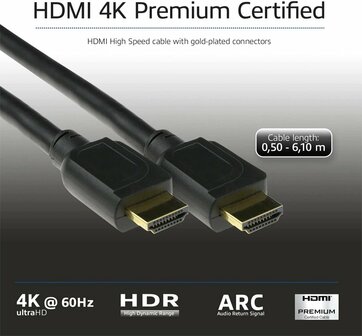 ACT AK3941 HDMI Kabel | 0,5 m | HDMI Type A naar Type A | Zwart
