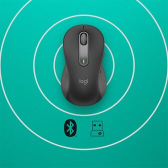 Logitech Signature M650 | Linkshandige Draadloze Muis | RF-Draadloos + Bluetooth | 2000 DPI | Grafiet