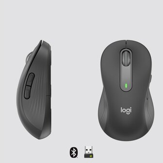 Logitech Signature M650 | Linkshandige Draadloze Muis | RF-Draadloos + Bluetooth | 2000 DPI | Grafiet