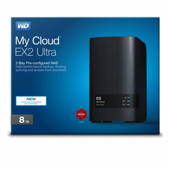 Western Digital My Cloud EX2 Ultra 3.5 Inch 2 bay My Cloud EX2 Ultra NAS, 8TB, Zwart