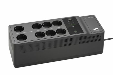 APC Back-UPS BE650G2-GR | 650 VA / 400 W | 8x Schuko Stopcontacten | 1x USB-A Oplaadpoort | LED-statusindicator | Vervangbare Batterij | Compacte Tower UPS