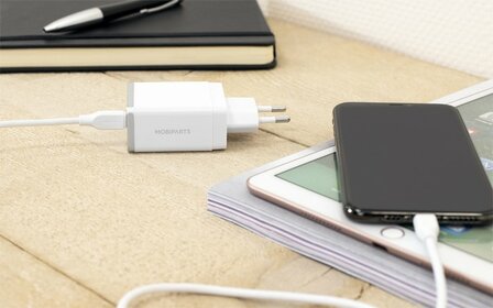 Mobiparts | USB-C naar USB-C Kabel | 2A | 1m | Wit (Bulk)