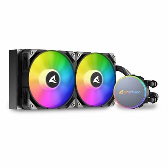 Sharkoon S70 rgb Computer behuizing, Processor Alles-in-&eacute;&eacute;n vloeistofkoeler 12 cm Zwart 1 stuk(s)