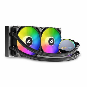 Sharkoon S70 rgb Computer behuizing, Processor Alles-in-&eacute;&eacute;n vloeistofkoeler 12 cm Zwart 1 stuk(s)