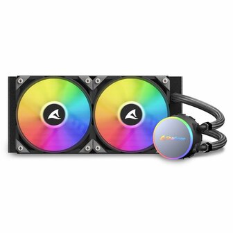 Sharkoon S70 rgb Computer behuizing, Processor Alles-in-&eacute;&eacute;n vloeistofkoeler 12 cm Zwart 1 stuk(s)