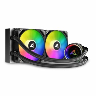 Sharkoon S80 RGB Computer behuizing, Processor Alles-in-&eacute;&eacute;n vloeistofkoeler 12 cm Zwart 1 stuk(s)