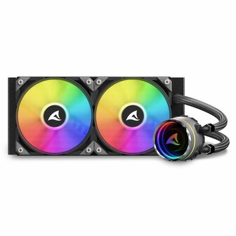 Sharkoon S80 RGB Computer behuizing, Processor Alles-in-&eacute;&eacute;n vloeistofkoeler 12 cm Zwart 1 stuk(s)