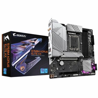 Gigabyte B760M AORUS ELITE AX | Socket LGA 1700 | Intel B760 | 4xDDR5 | Micro-ATX | Moederbord
