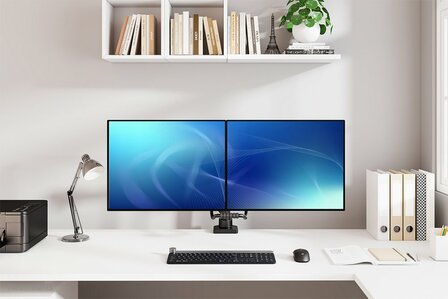 Neomounts Newstar DS75-450BL2 | In Hoogte Verstelbare Monitor-bureaubeugel | Tot 32&quot; | Max 8kg | VESA 100x100 | 2 Monitoren